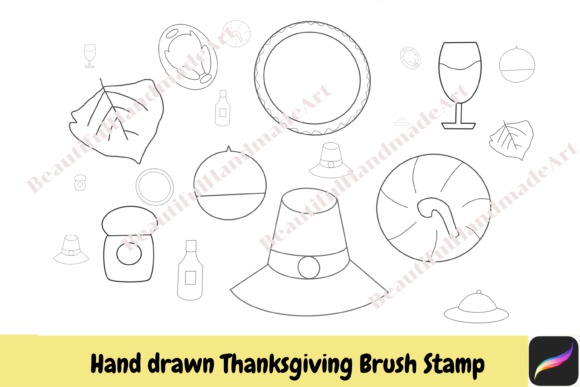 10 Thanksgiving Procreate Brush Stamps for iPad Creators