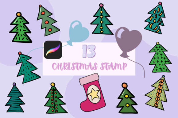 13 Christmas Brush Stamp Set 5: Elevate Your Holiday Designs