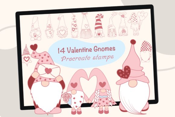14 Valentine Gnomes Procreate Brush Stamps: Design Made Simple