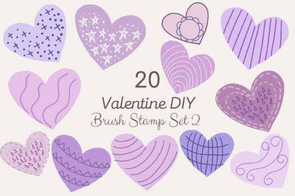 20 Valentine DIY Brush Stamp Set: Creative Design Guide