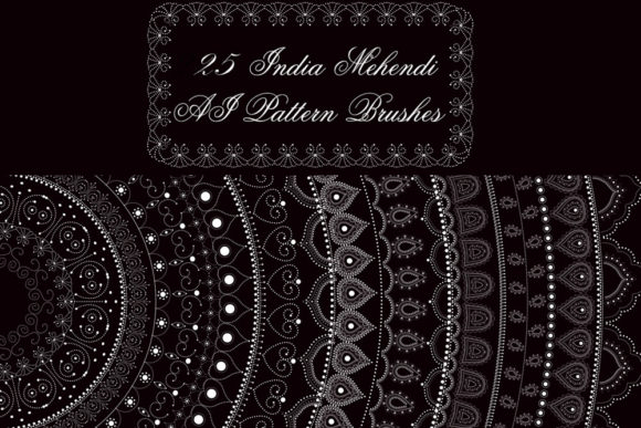 25 India Mehendi Illustrator Brushes: Elegant Ornamental Patterns