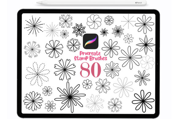 80 Hand-Drawn Flower Brushes for Procreate