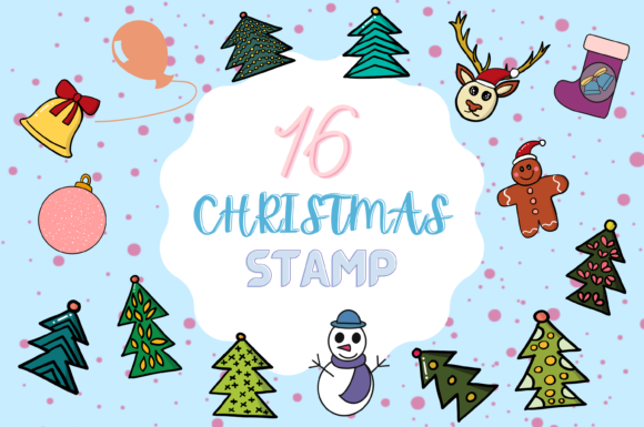 Festive Charm: 16 Christmas Brush Stamp Set 3 for Procreate