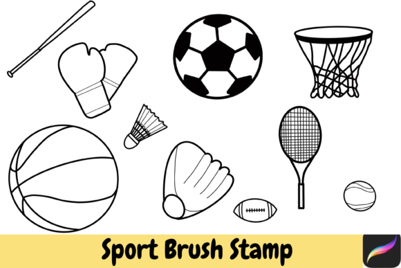 Game On: Elevating Your Designs with Sport Procreate Hand Drawn Brush Stamps