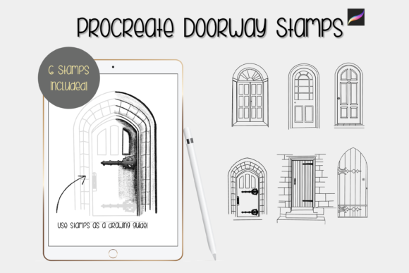 Procreate Door Stamps X 6: A Creative Toolset for Digital Crafters