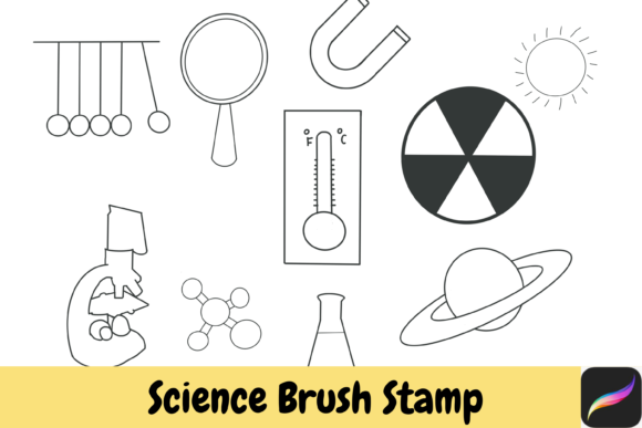 Science Procreate Hand Drawn Brush Stamp: Infuse Your Projects with Whimsy