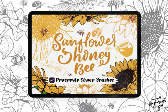 Sunflower & Honeybee Procreate Stamps: Instant Nature Magic