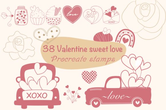Valentines Procreate Brush Stamps: Speed Up Your Design